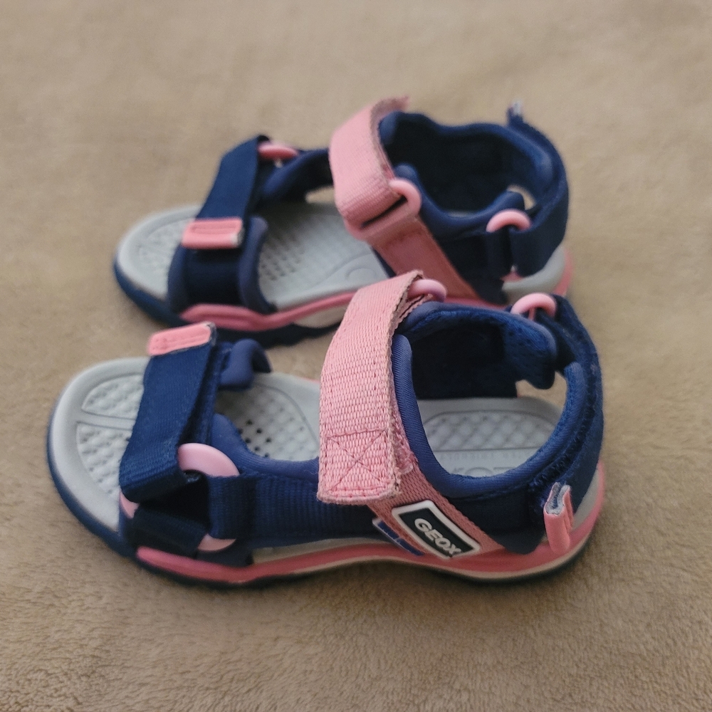 Geox Borealis Pink/Blue Sporty Triple Velcro Fastening Sandals Size 8